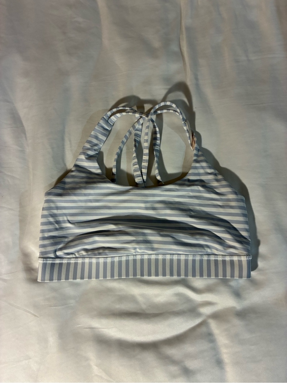 lululemon athletica Light Blue and White Striped Sports Bra